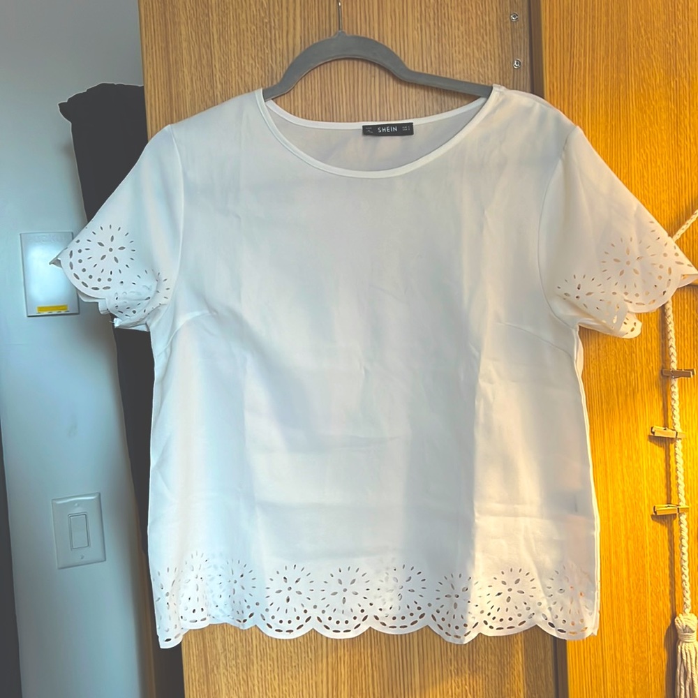 White Dainty Cutout Blouse